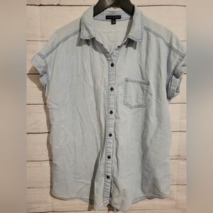 Signature Studio Chambray Top Button Up Women's Size XL